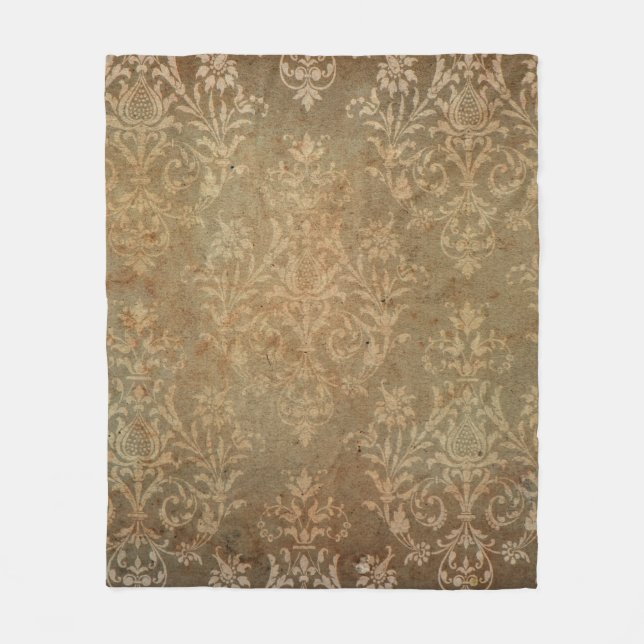 Old vintage wallpaper. grunge backgroundwallpaper, fleece blanket (Front)