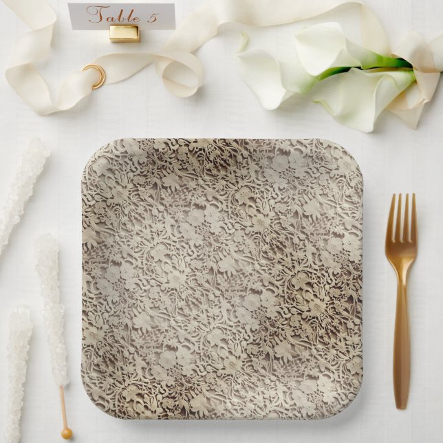Old Vintage Wedding Lace Paper Plate (Wedding)