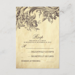 Old vintage wedding RSVP cards