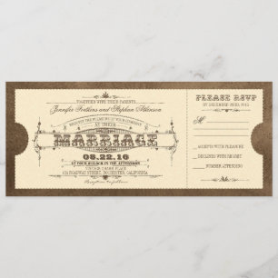 Old Vintage Wedding Ticket Invitation