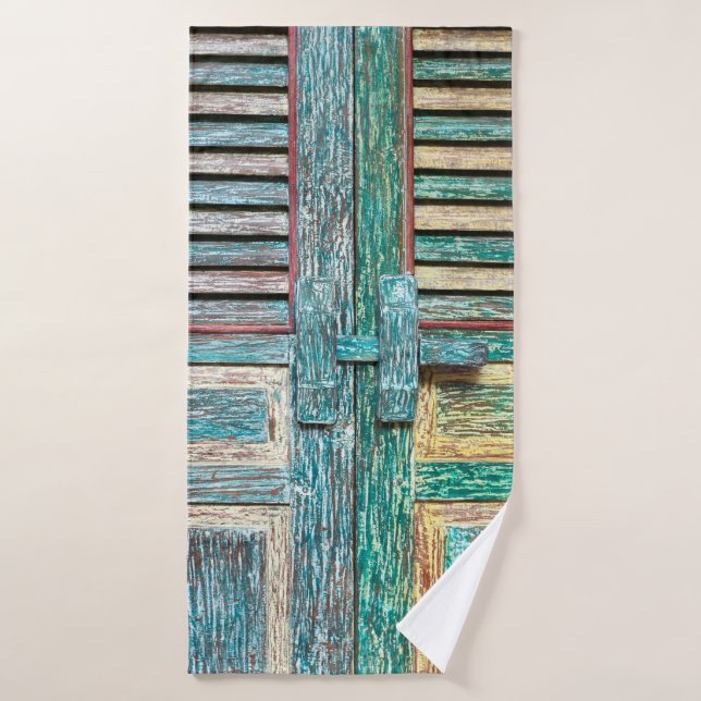 old vintage wooden door bath towel (Bath Towel)