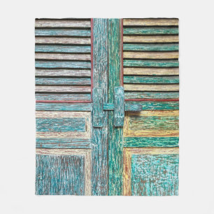 old vintage wooden door fleece blanket