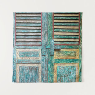 old vintage wooden door tapestry
