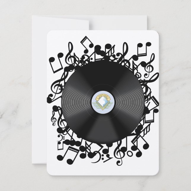 Old Vinyl Record and musical notes (Front)