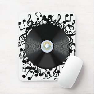 Old Vinyl Record and musical notes Mouse Mat