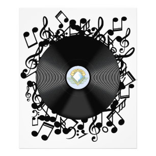 Old Vinyl Record and musical notes Photo Print