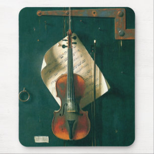 Old Violin Still Life by Harnett, Vintage Fine Art Mouse Mat