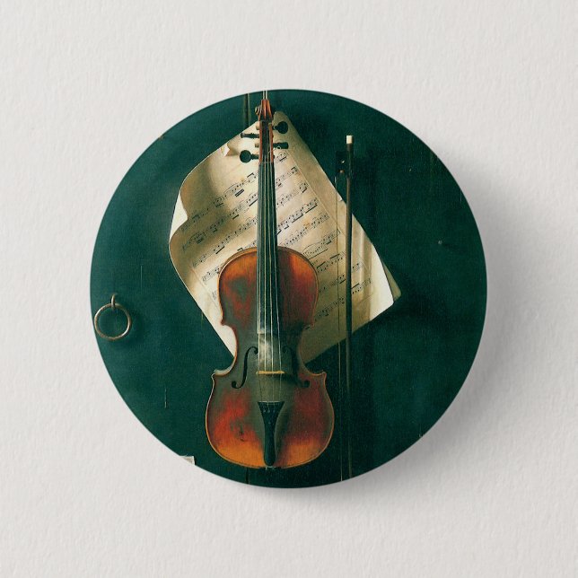 Old Violin Still Life by William Michael Harnett 6 Cm Round Badge (Front)