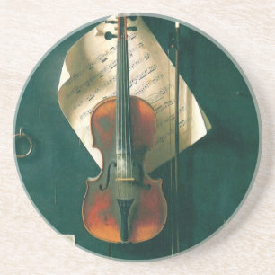 Old Violin Still Life by William Michael Harnett Coaster