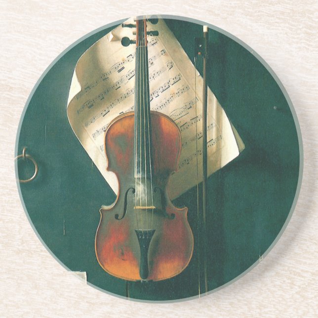 Old Violin Still Life by William Michael Harnett Coaster (Front)