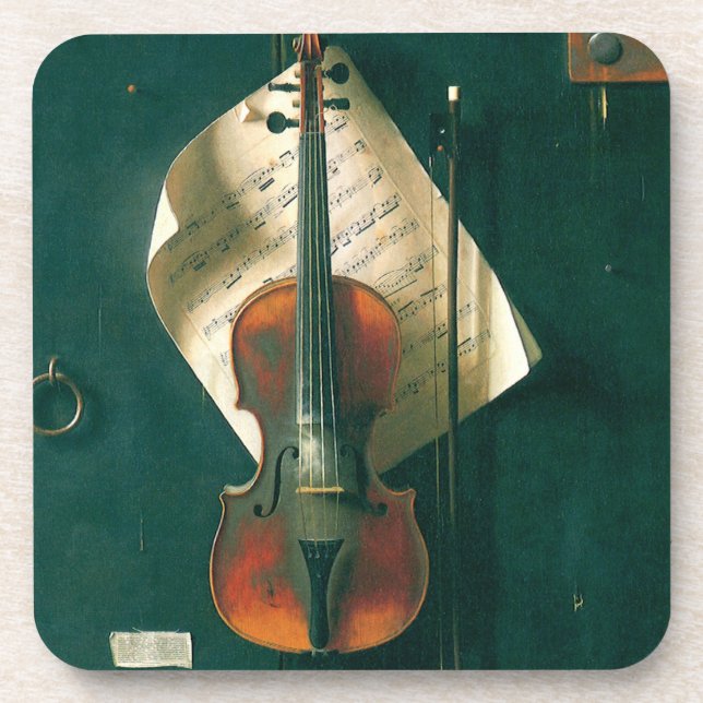 Old Violin Still Life by William Michael Harnett Coaster (Front)