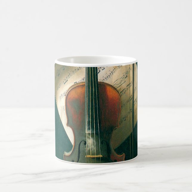 Old Violin Still Life by William Michael Harnett Coffee Mug (Center)