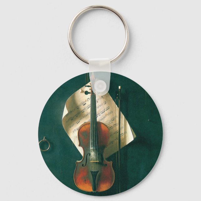 Old Violin Still Life by William Michael Harnett Key Ring (Front)