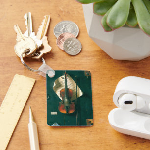 Old Violin Still Life by William Michael Harnett Key Ring
