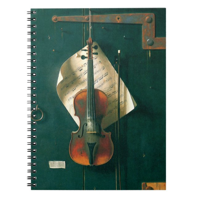 Old Violin Still Life by William Michael Harnett Notebook (Front)