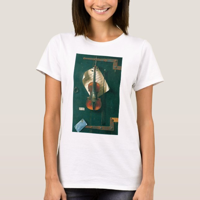 Old Violin Still Life by William Michael Harnett T-Shirt (Front)