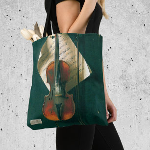 Old Violin Still Life by William Michael Harnett Tote Bag