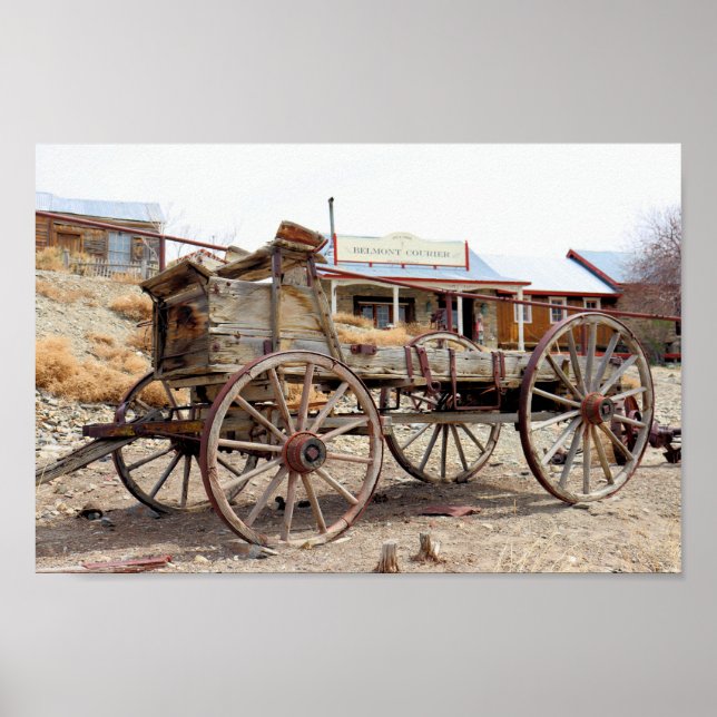 Old Wagon in Belmont Ghost Town, Central Nevada Poster (Front)