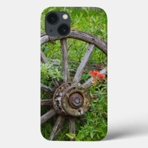 Old wagon wheel in historic old gold town 3 iPhone 13 case
