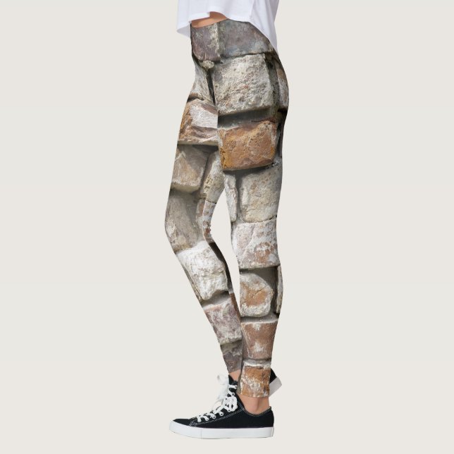 Old Wall of Bricks background Leggings (Left)