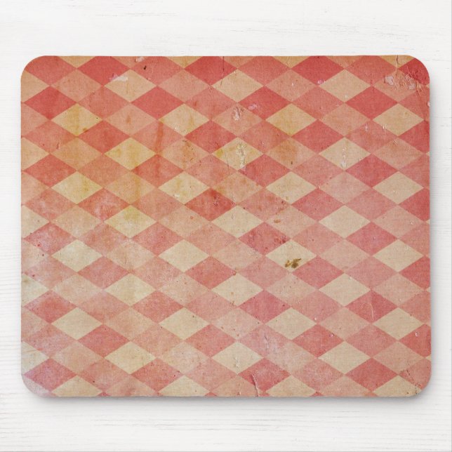 Old wallpaper red diamond pattern, retro design mouse mat (Front)