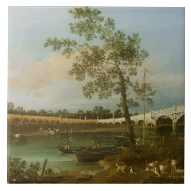Old Walton's Bridge, 1755 (oil on canvas) Tile (Front)