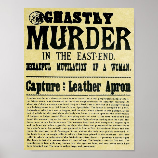 old wanted poster ghastly murder replica from 1888 (Front)