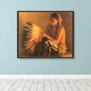 Old War Bonnet by Joseph Henry Sharp Canvas Print