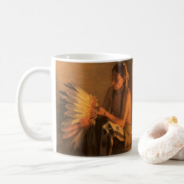 Old War Bonnet by Joseph Henry Sharp Coffee Mug (With Donut)