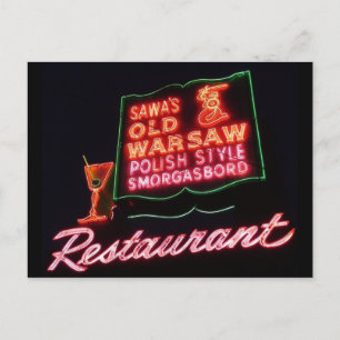 Old Warsaw, Broadview Il. Neon Sign, Post Card