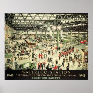 Old Waterloo Station Southern Railway Poster Ad