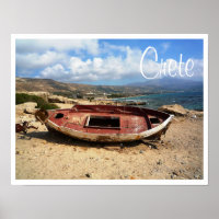 Old Weathered Boat on Crete Shore