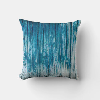 Old weathered grunge wooden faded pale blue paint  cushion
