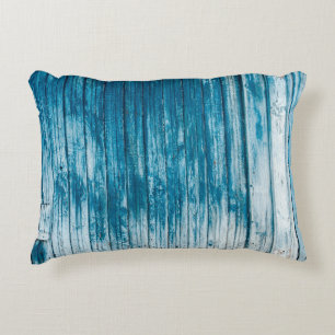 Old weathered grunge wooden faded pale blue paint decorative cushion