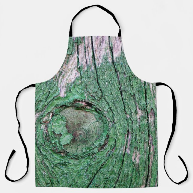 Old Weathered Painted Green Wood Background Textur Apron (Front)