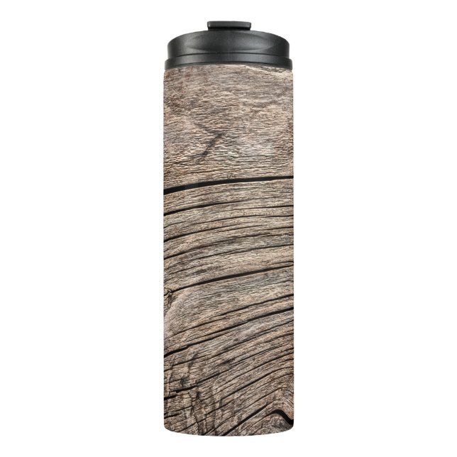 Old Weathered Rotten Cracked Knotted Coarse Wood G Thermal Tumbler (Front)