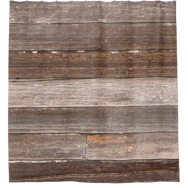 Old Weathered Wooden Exterior Wall of a Farmhouse Shower Curtain (Front)