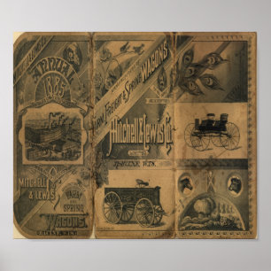 Old West 1885 Collage Vintage Art Print Poster
