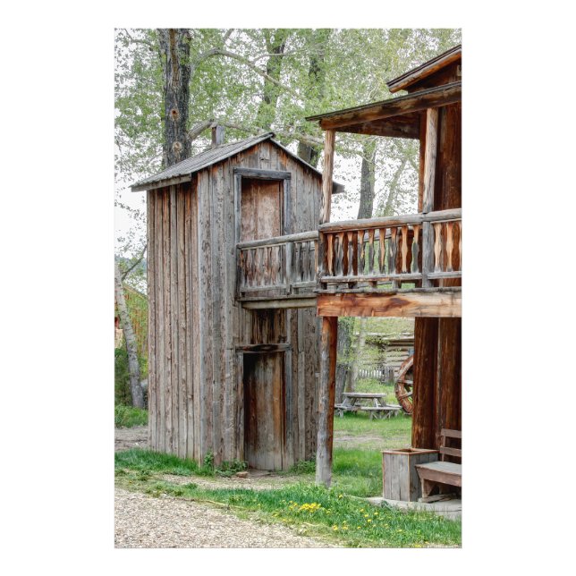 Old West 2 Story Montana Outhouse Photo Print (Front)