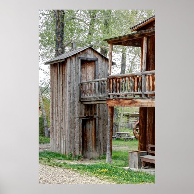 Old West 2 Story Montana Outhouse Poster (Front)
