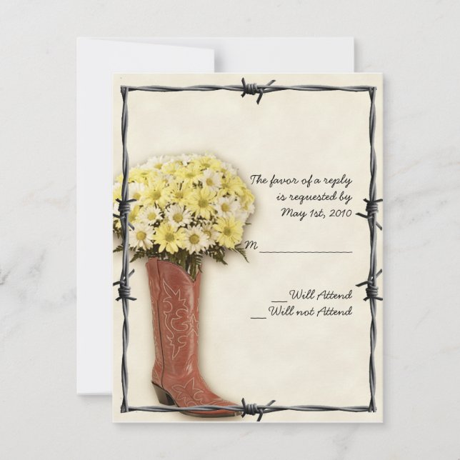 Old West Boot Bouquet 1 Response Card (Front)