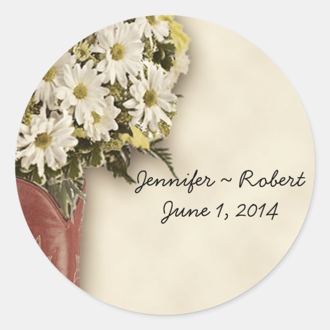 Old West Boot Bouquet 2 Envelope Seal Sticker (Front)
