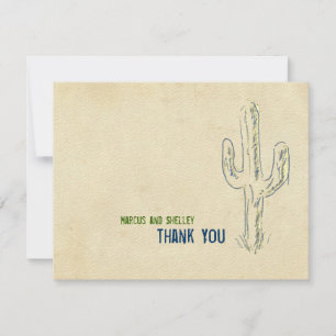 Old West Cactus Western Thank You Notes Invitation