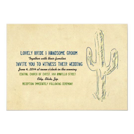 Old West Cactus Western Wedding Invitation