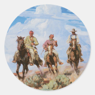 Old West Cowboys Horses Vintage 1912 Stickers