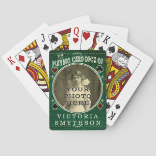 Old West Custom Photo Personalised Green Wood Playing Cards
