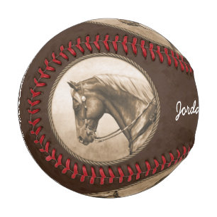 Old West Quarter Horse Sepia Brown Baseball