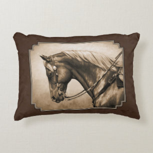 Old West Quarter Horse Sepia Brown Decorative Cushion