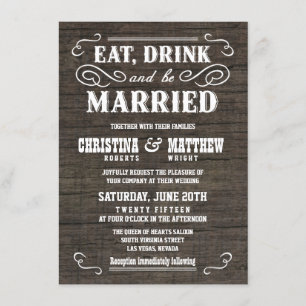 Old West Rustic Wood Wedding Invitations