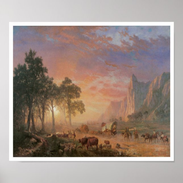 Old West Scene Cattle Drive Vintage Art Poster (Front)